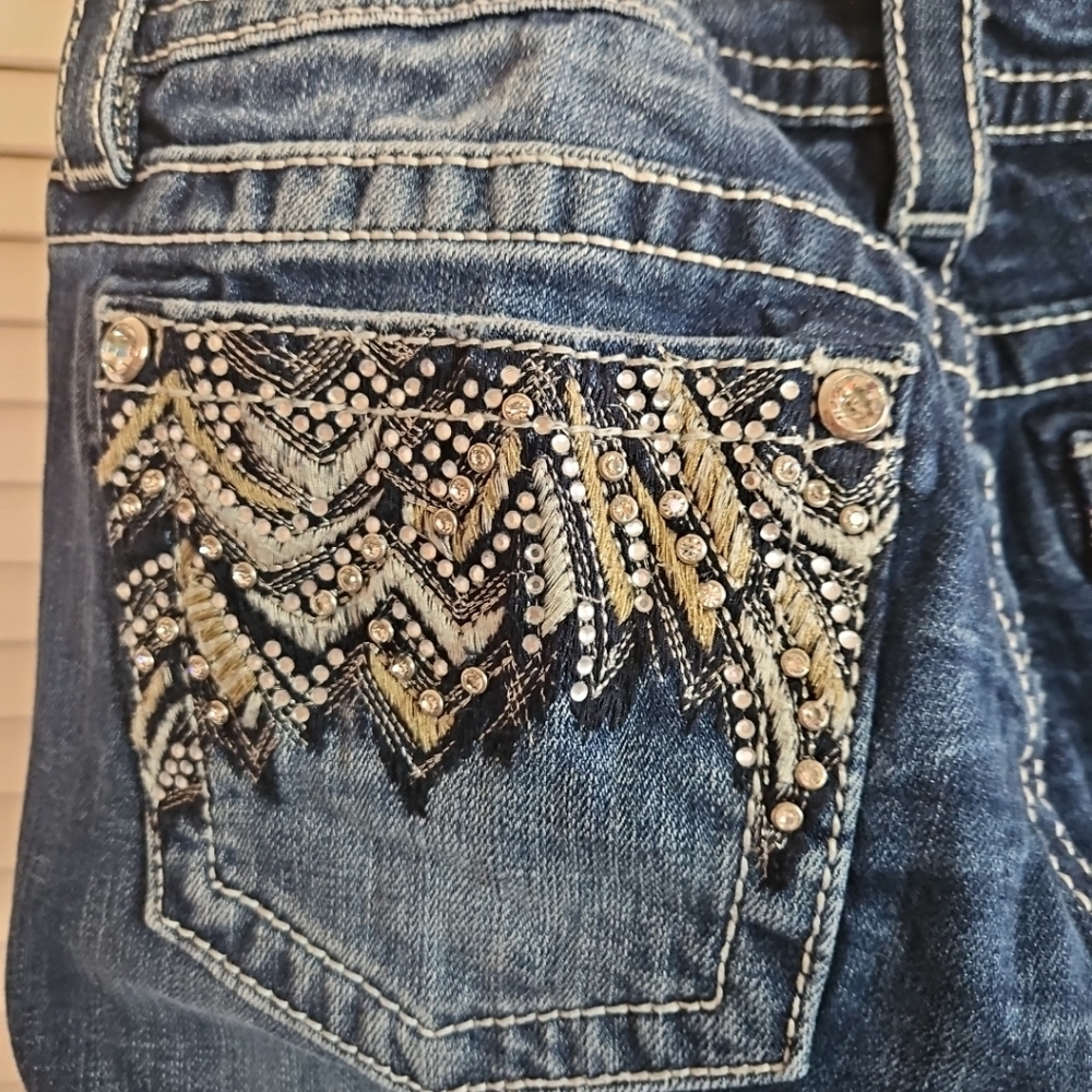 Miss Me WomensJeans Dark Blue Embellished Denim 5-Pocket Signature Bootcut 30 - Picture 13 of 13